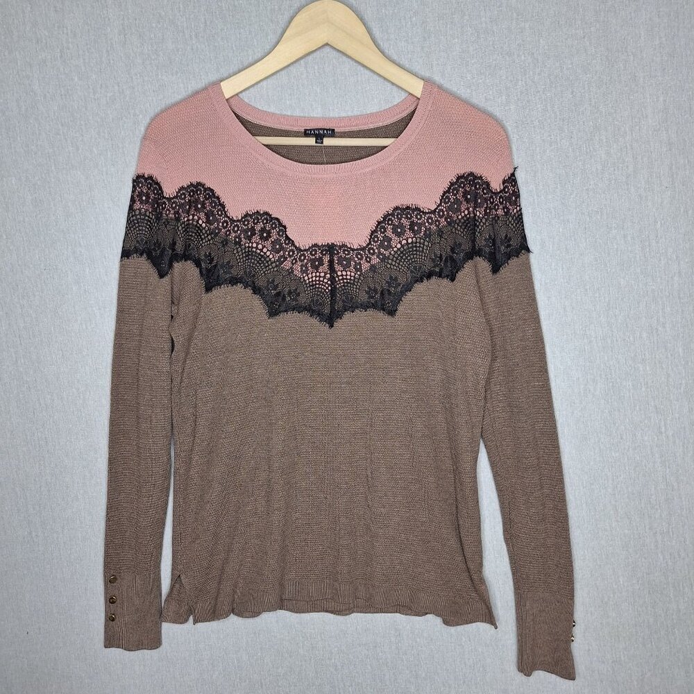 NWT Hannah Lightweight Sweater Size L Lace Stretch Preppy Casual Formal Comfy - Picture 8 of 8